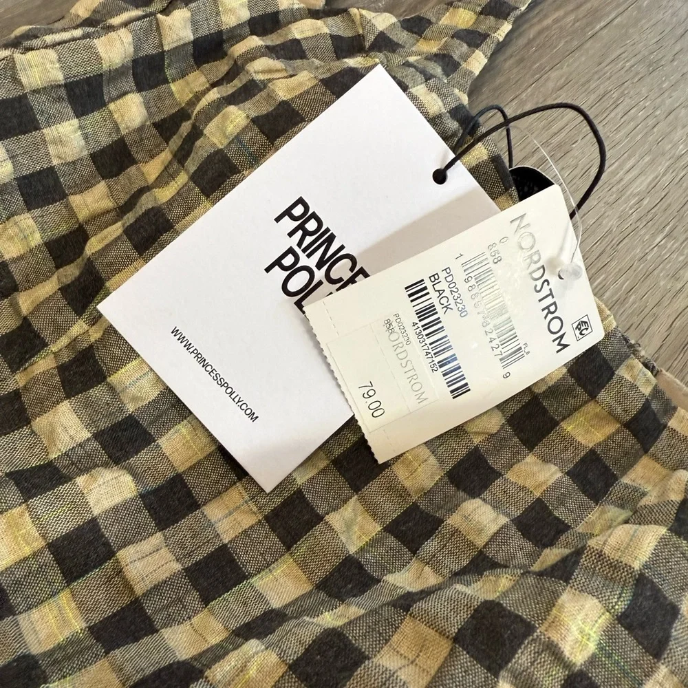 Princess Polly Plaid Black and Cream Maxi Dress - Picture 5 of 7